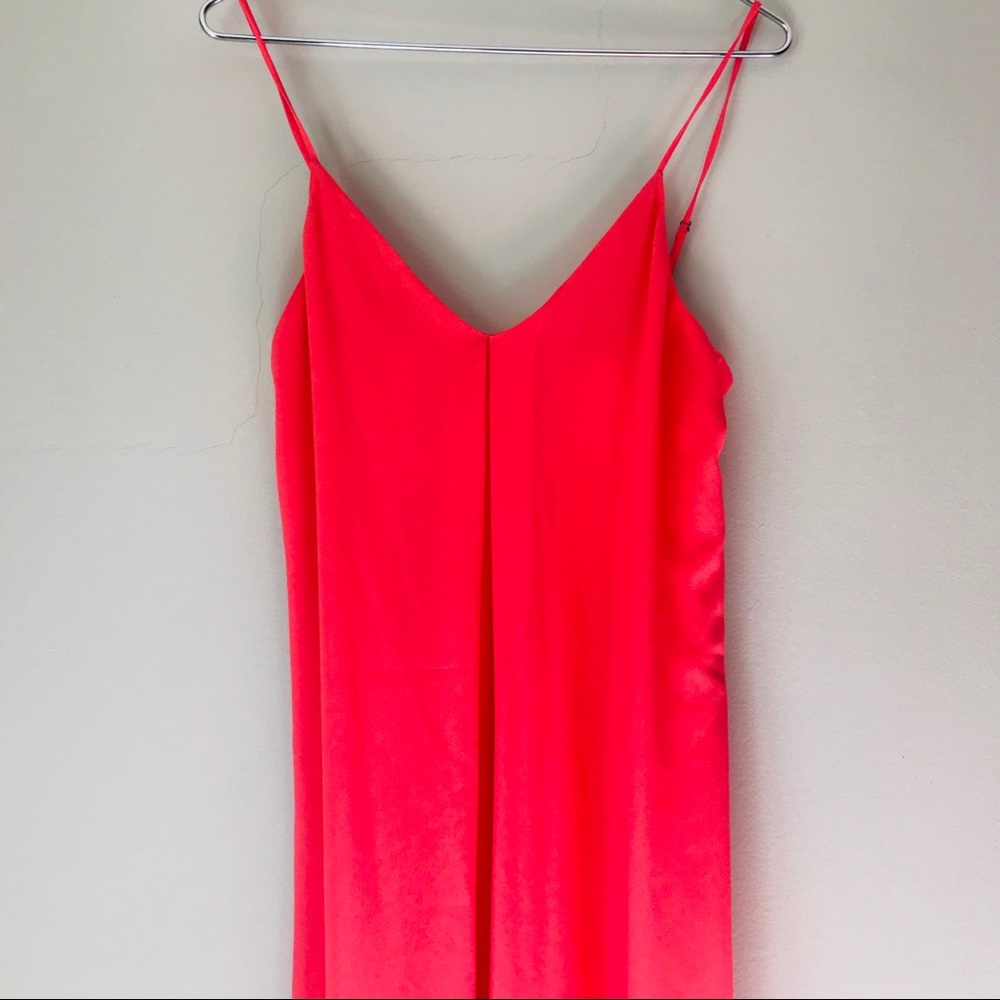 Alice + Olivia Adele Maxi Tank Silk Crepe Dress Blush Neon Coral